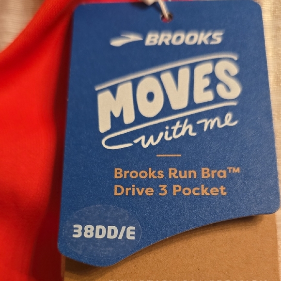 Brooks Running Sports Bra Crop Top High Neck Bold Red 38E(DD) - Picture 5 of 16